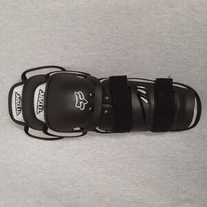 FOX Racing Youth Titan Sport Knee/Shin Guards Adjustable Strap Black/Silver NEW